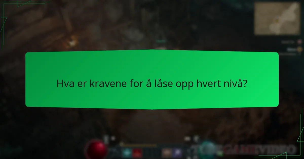 Hva er kravene for å låse opp hvert nivå?